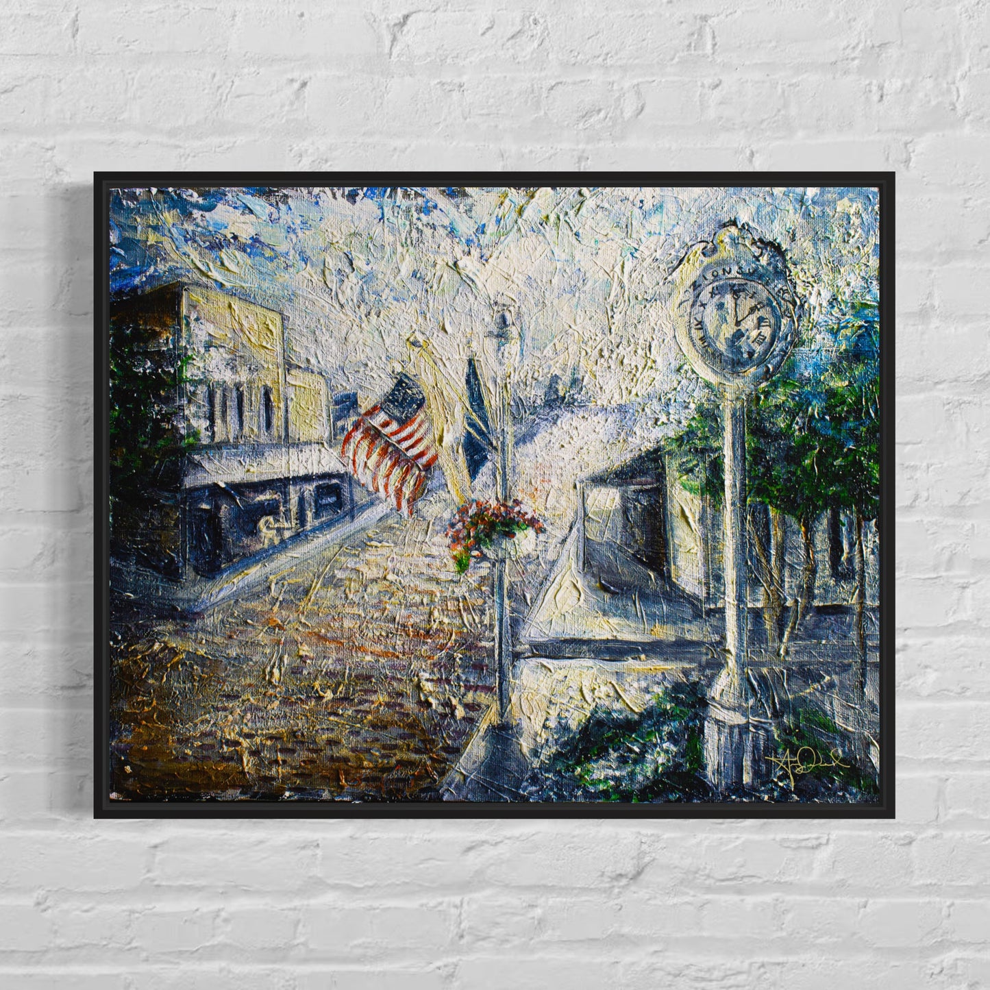 Little Town America (Framed Canvas Print)